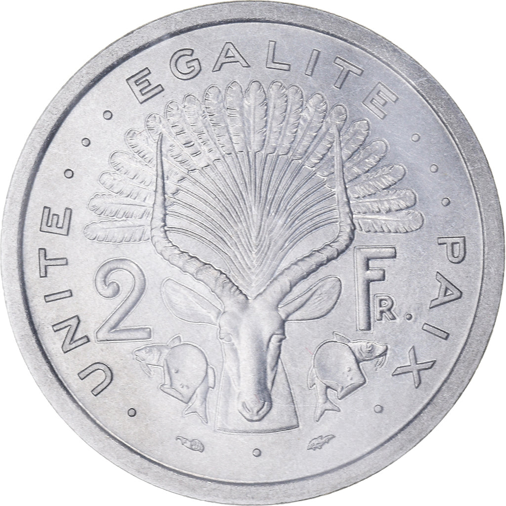 Coin, Djibouti, 2 Francs, 1977, Paris, ESSAI, MS(65-70), Aluminum, KM:E2