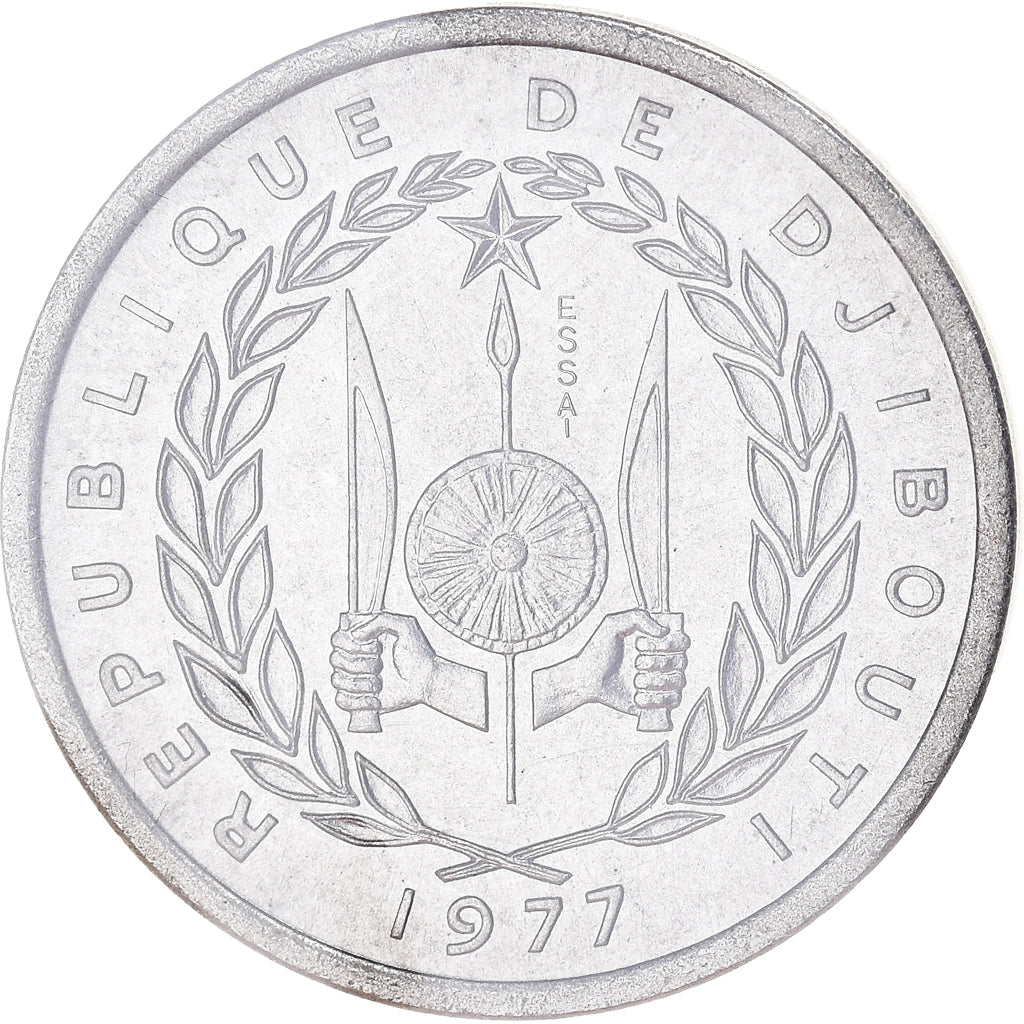 Coin, Djibouti, Franc, 1977, Paris, ESSAI, MS(65-70), Aluminum, KM:E1