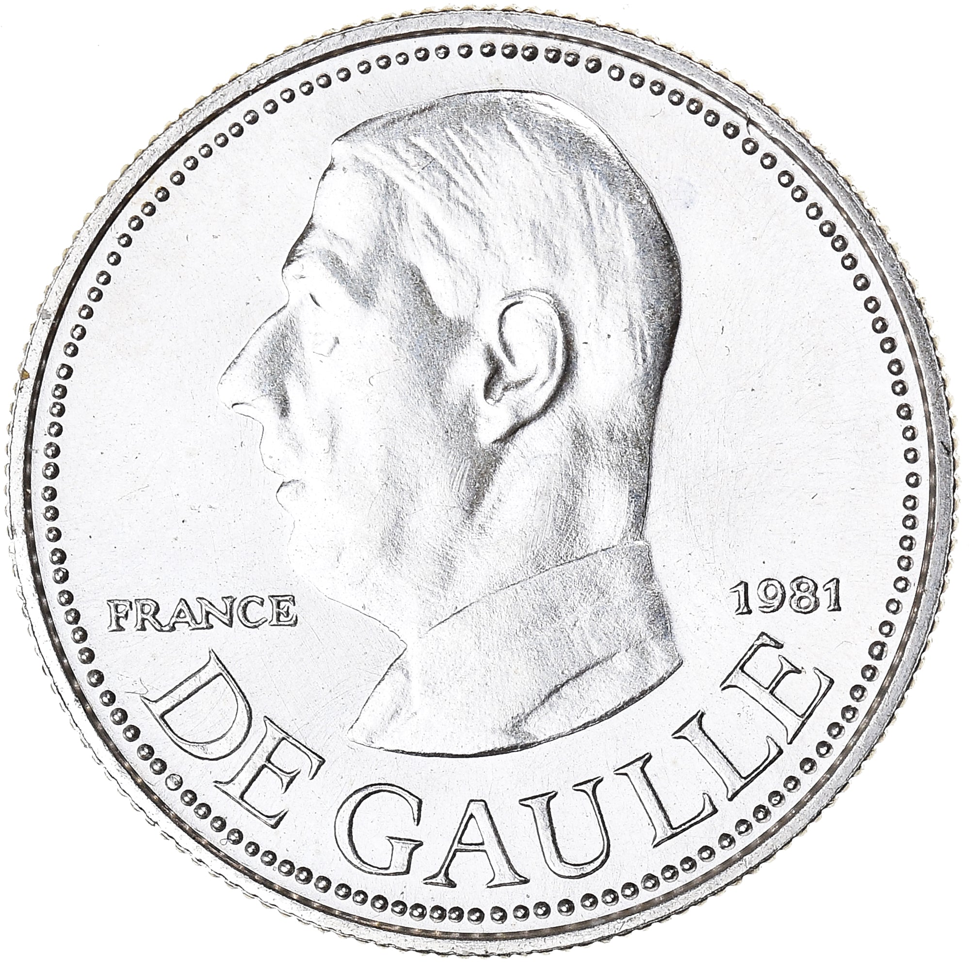 France, Medal, Charles De Gaulle, Politics, 1981, MS(64), Silver