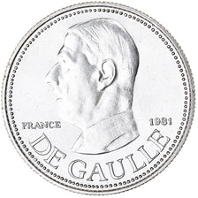 France, Medal, Charles De Gaulle, Politics, 1981, MS(64), Silver