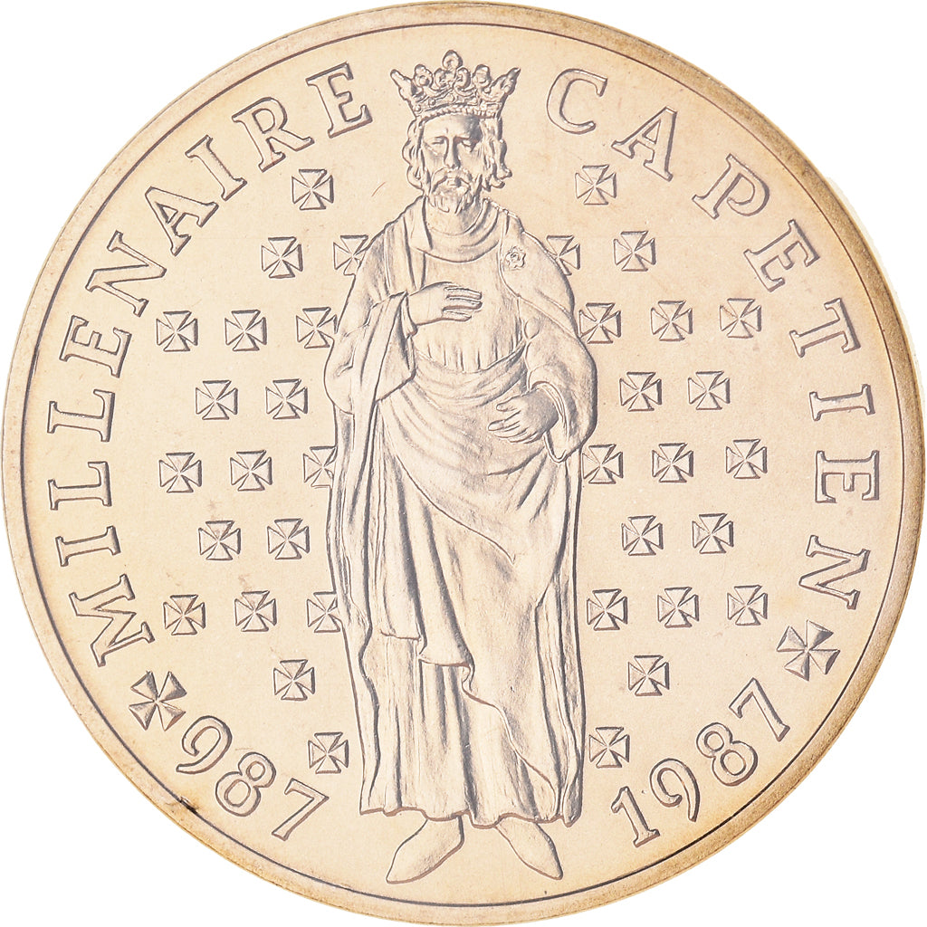 Coin, France, Hugues Capet, 10 Francs, 1987, ESSAI, MS(65-70), Nickel-Bronze