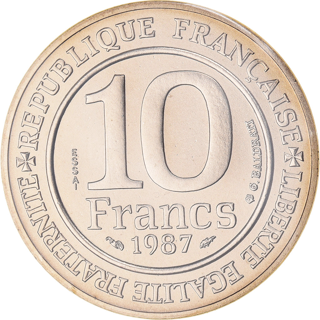 Coin, France, Hugues Capet, 10 Francs, 1987, ESSAI, MS(65-70), Nickel-Bronze