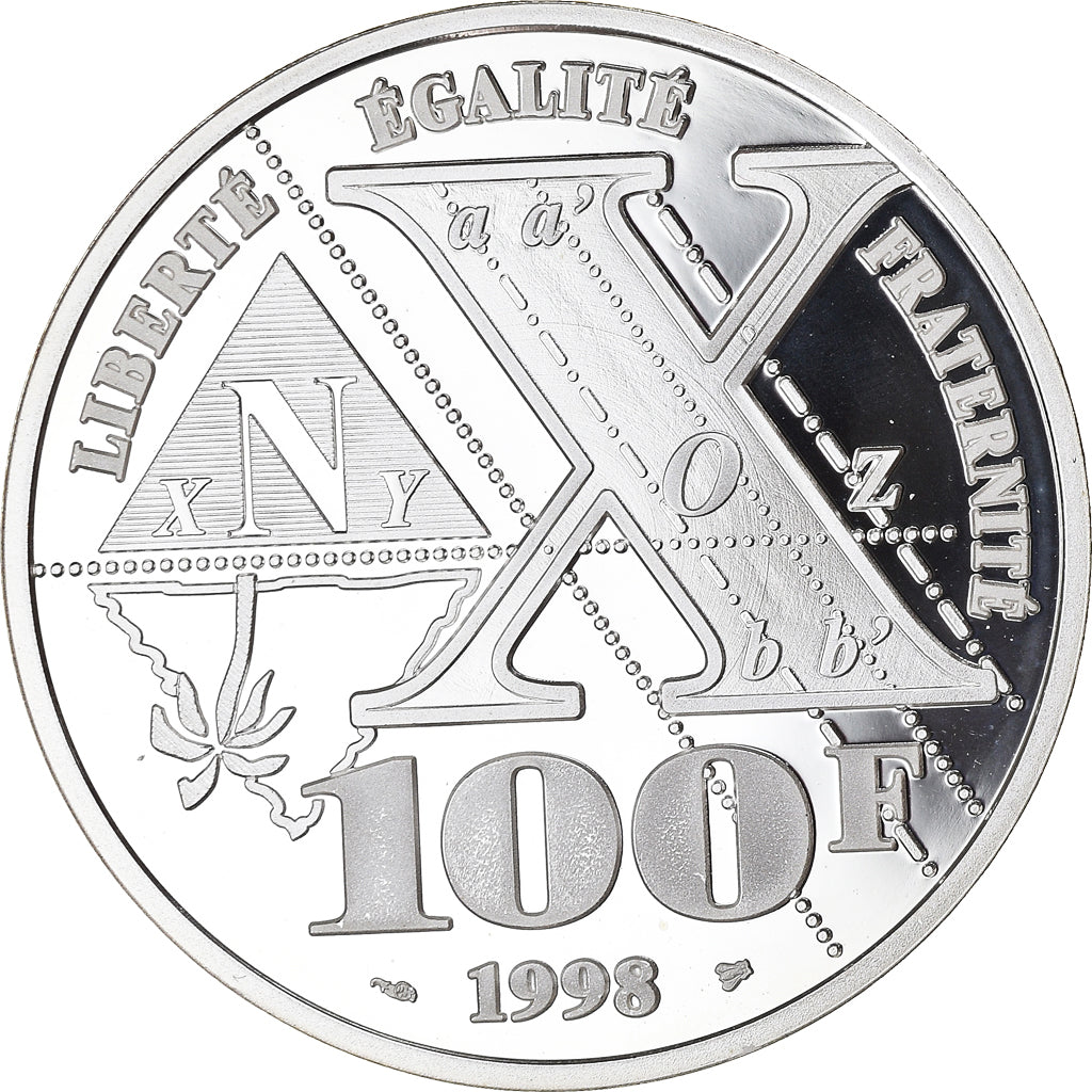 Moneta, Francja, Gaspard MONGE, 100 Francs, 1998, Proof, MS(65-70), Srebro