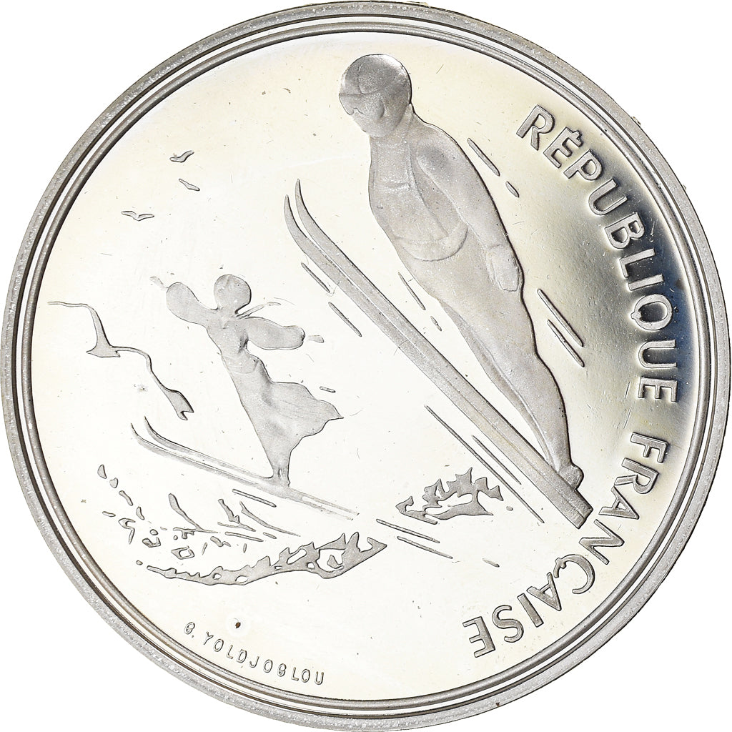 Monnaie, France, Albertville 92, saut à ski, 100 Francs, 1991, BE, SPL, Argent