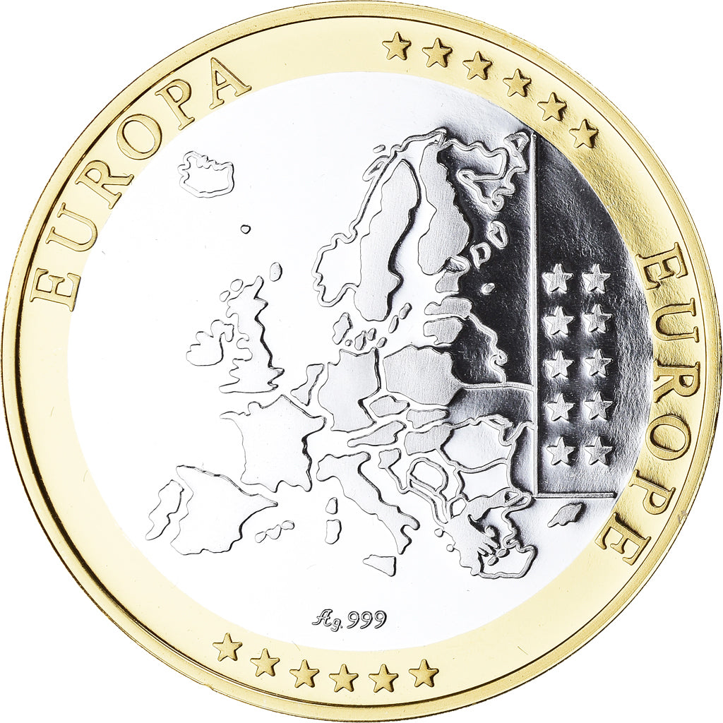 Monaco, Medal, L'Europe, Monaco, Politics, FDC, MS(65-70), Silver