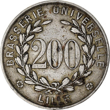 France, 200 Centimes, Brasserie Universelle, Lille, EF(40-45), Maillechort
