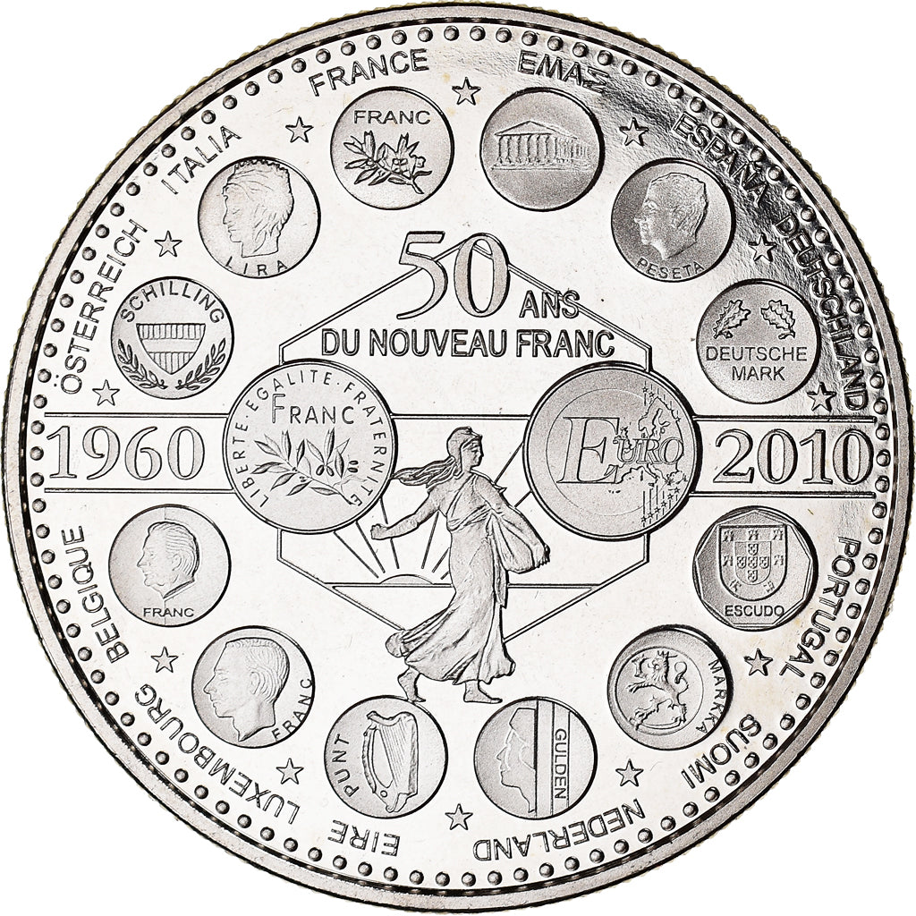 France, Medal, L'Europe des XXVII, 50 ans du nouveau Franc, Politics, 2010