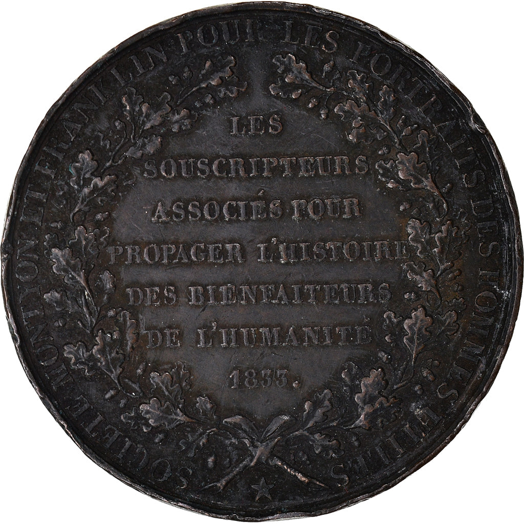 Frankreich, Medaille, FranklIn and Montyon, Masonic, 1833, Barre, SS, Bronze