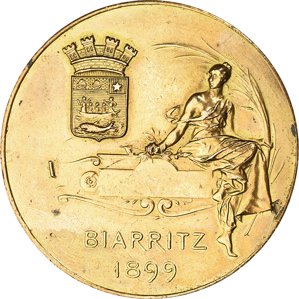France, Médaille, Ville de Biarritz, Art Nouveau, 1899, TTB+, Bronze