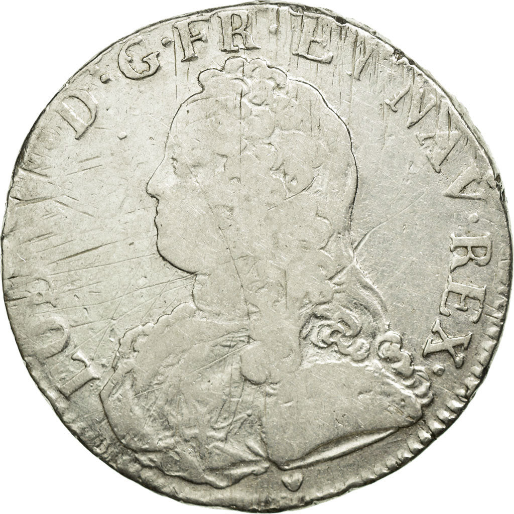 Coin, France, Louis XV, Écu aux branches d'olivier, Ecu, 1727, Aix, F(12-15)