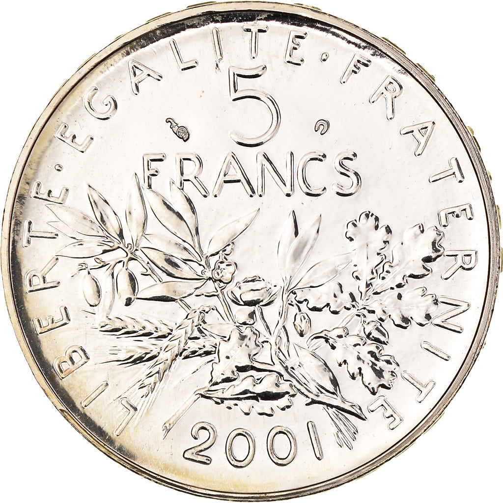 Moneda, Francia, Semeuse, 5 Francs, 2001, Paris, BU, FDC, Níquel recubierto de