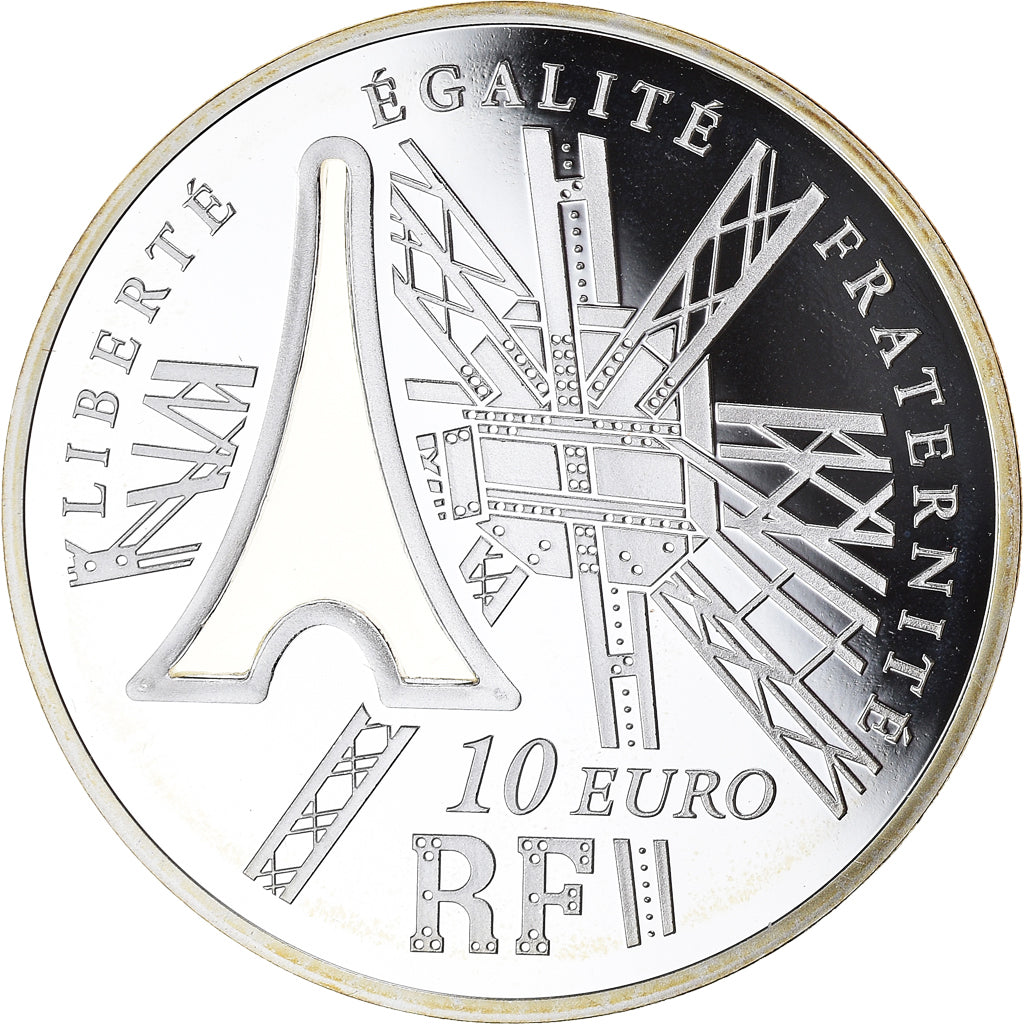 France, 10 Euro, Gustave Eiffel, 2009, Paris, BE, MS(65-70), Silver