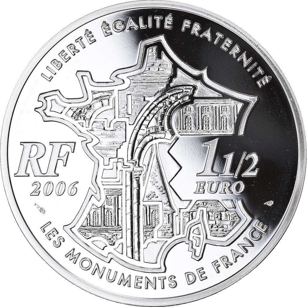 France, Arc de Triomphe, 1-1/2 Euro, 2006, Paris, MS(65-70), Silver, KM:1456