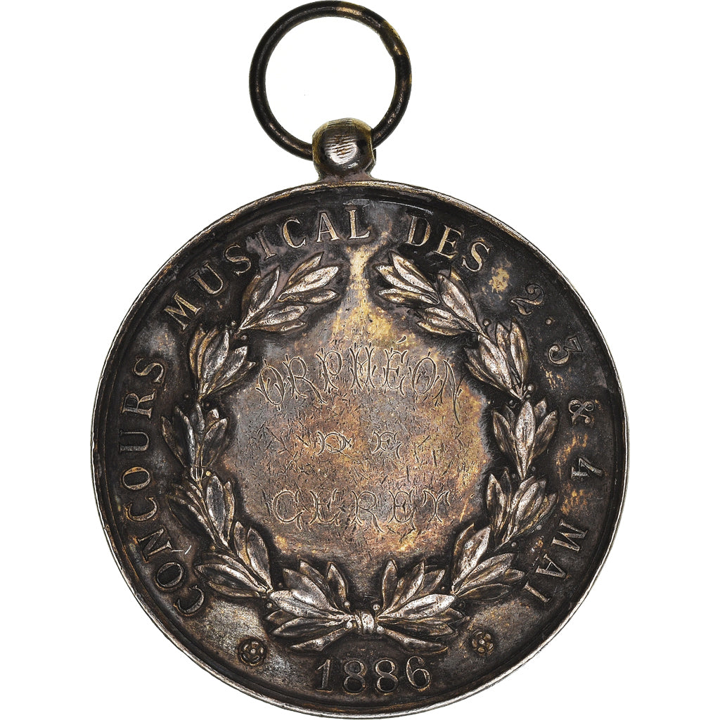 France, Medal, Concours Musical, Ville de Béziers, Musique, 1886, AU(55-58)