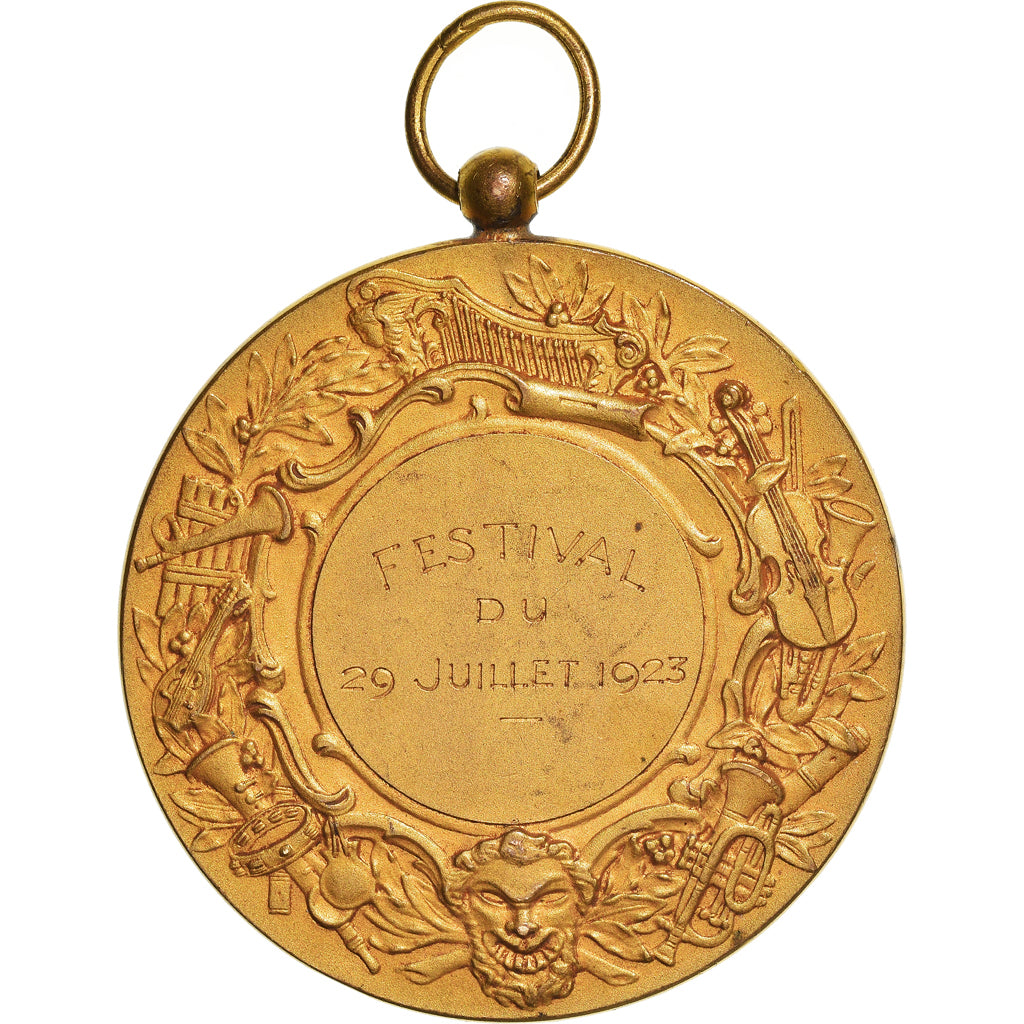 France, Médaille, Festival de Musique, Society, 1923, TTB+, Gilt Bronze