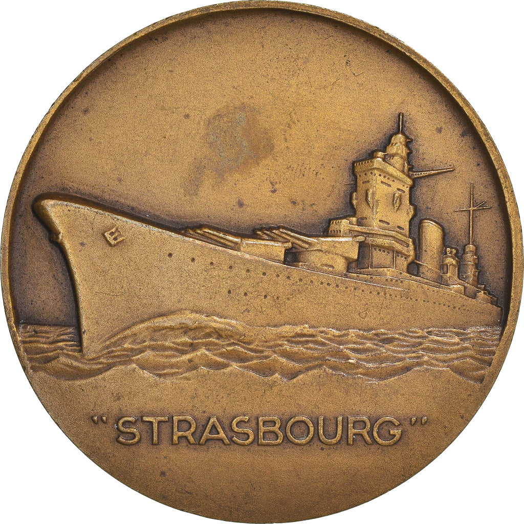 Frankreich, Medaille, Cuirassé Strasbourg, Shipping, Guiraud, VZ, Bronze