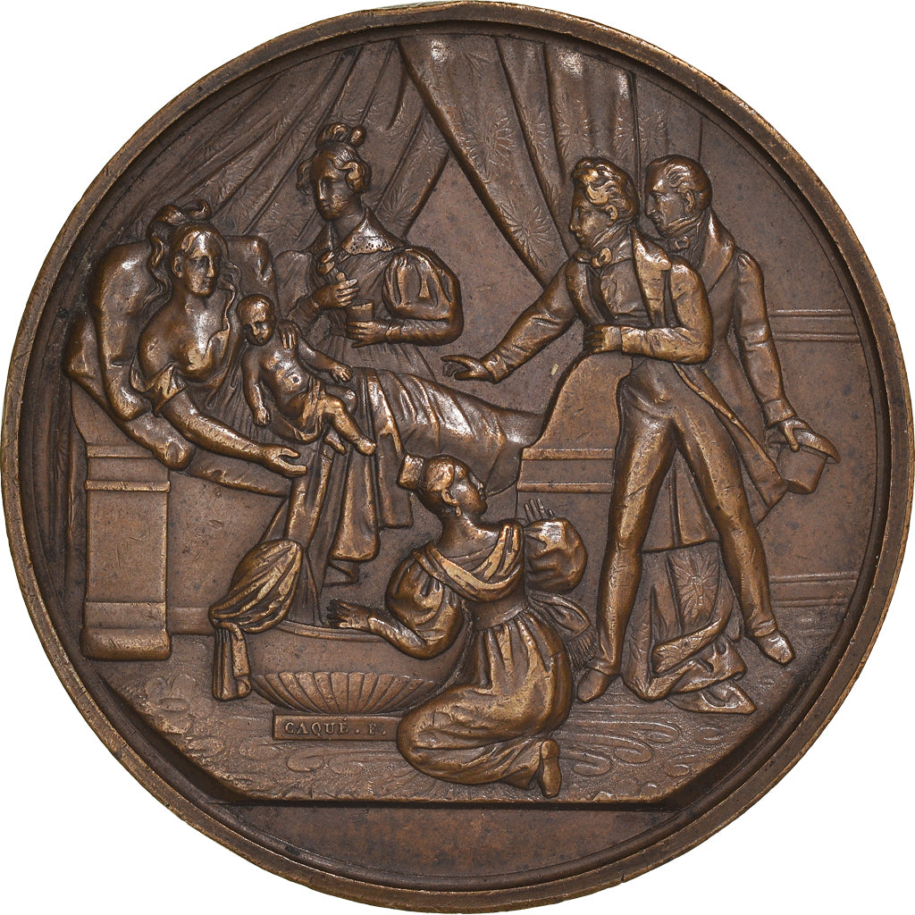 Frankreich, Medaille, Naissance, Etat Civil, Paris, Society, 1835, F. Caqué