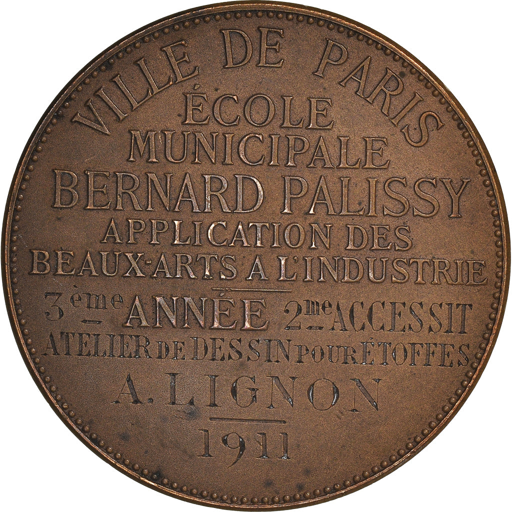 Frankreich, Medaille, Ecole Municipale, Beaux-Arts, Paris, 1911, Lagrange, VZ