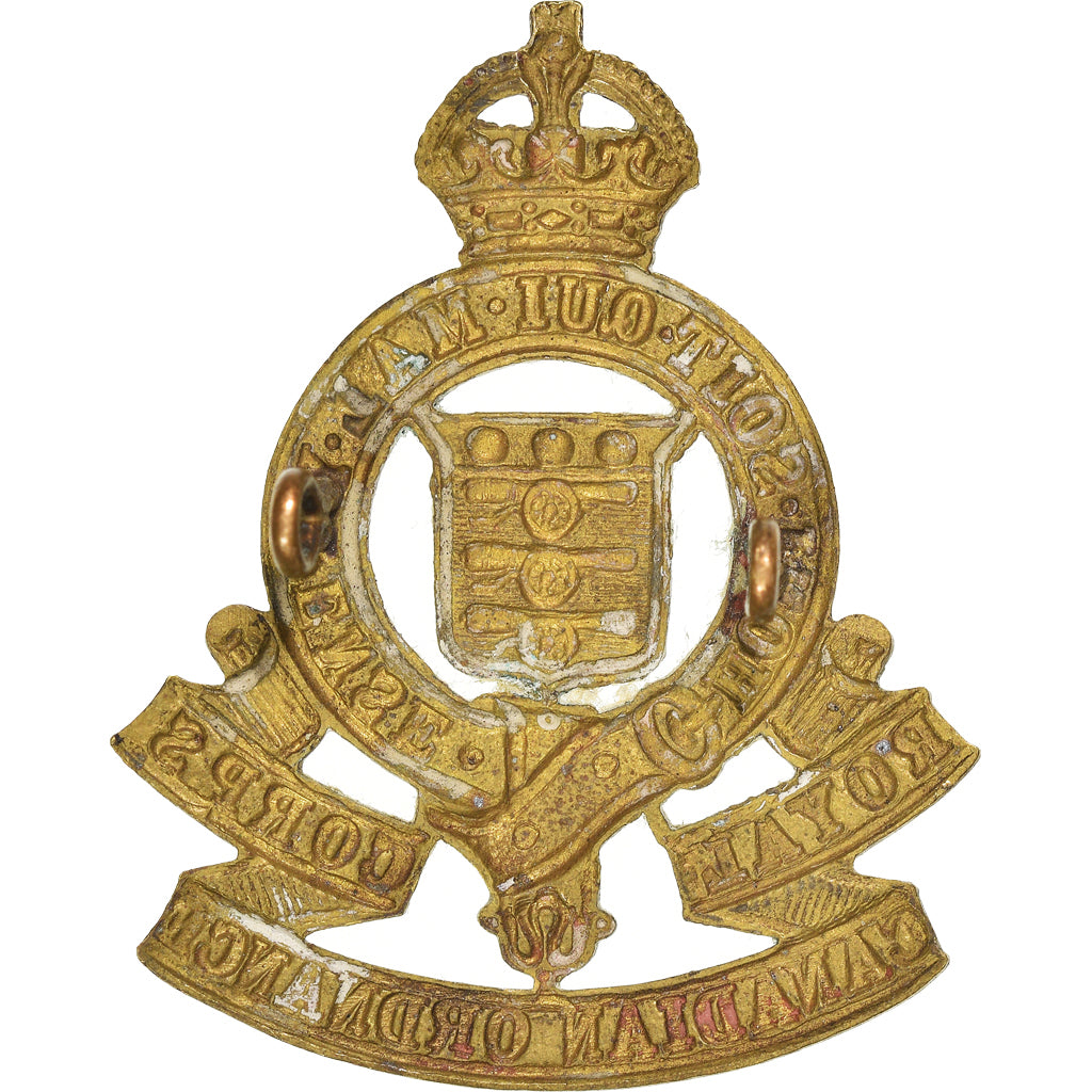 Canada, Cap Badge, Royal Canadian Ordnance Corps, WAR, WW2, AU(55-58), Brass