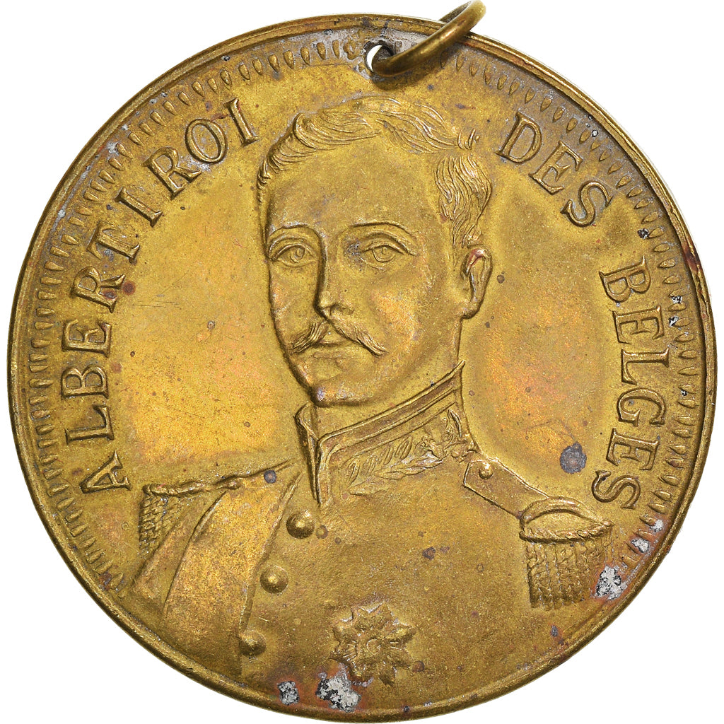 Belgio, medaglia, Albert Ier, Gloire aux Combattants, WAR, 1914, SPL-, Brass