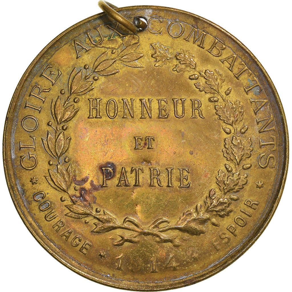 Belgio, medaglia, Albert Ier, Gloire aux Combattants, WAR, 1914, SPL-, Brass