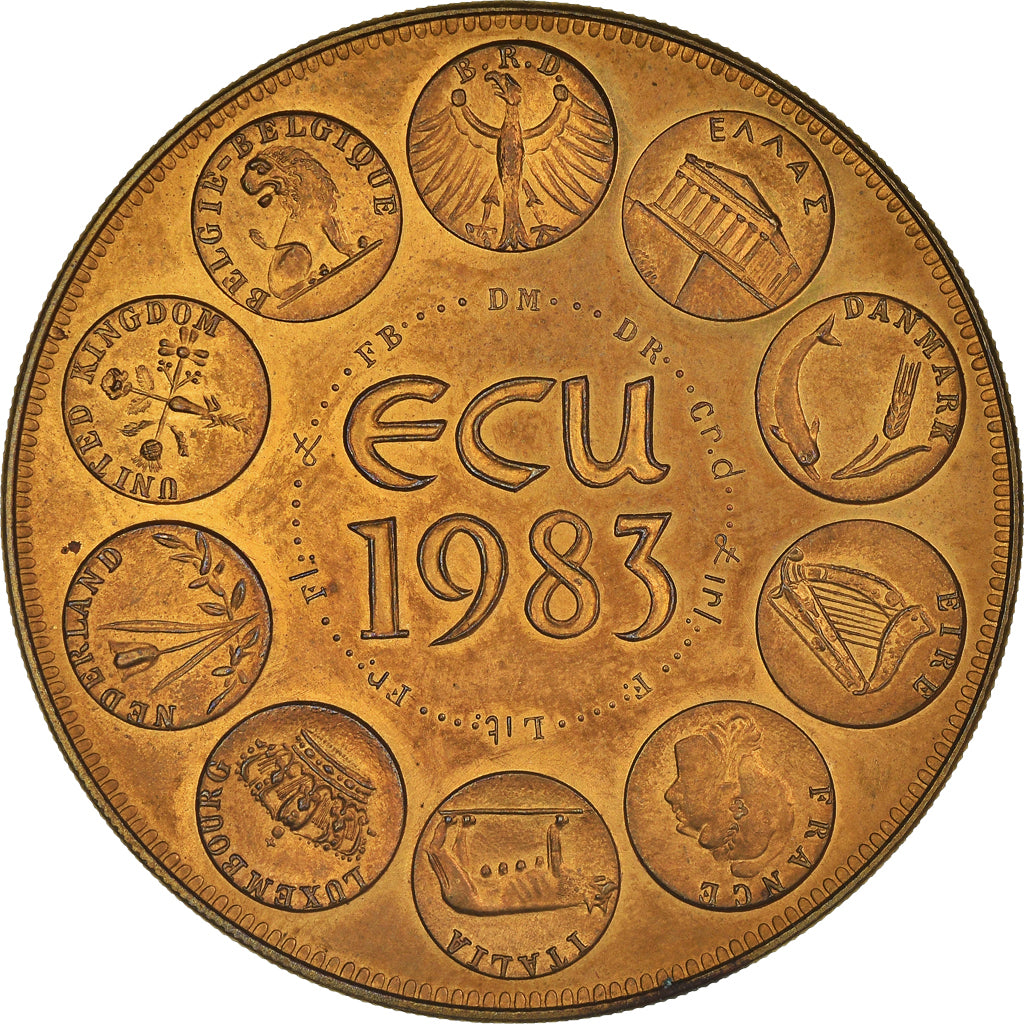 Francia, medalla, Ecu Europa, Europe Assise, Politics, 1983, Rodier, EBC, Cobre