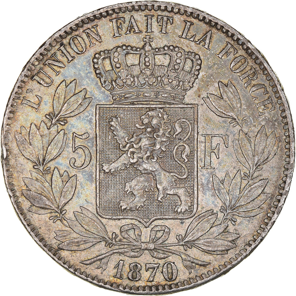 Coin, Belgium, Leopold II, 5 Francs, 5 Frank, 1870, EF(40-45), Silver, KM:24