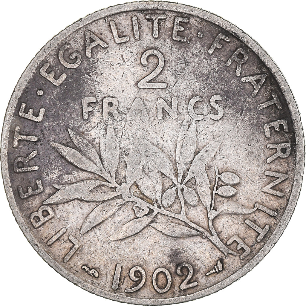 Coin, France, Semeuse, 2 Francs, 1902, Paris, VF(20-25), Silver, KM:845.1