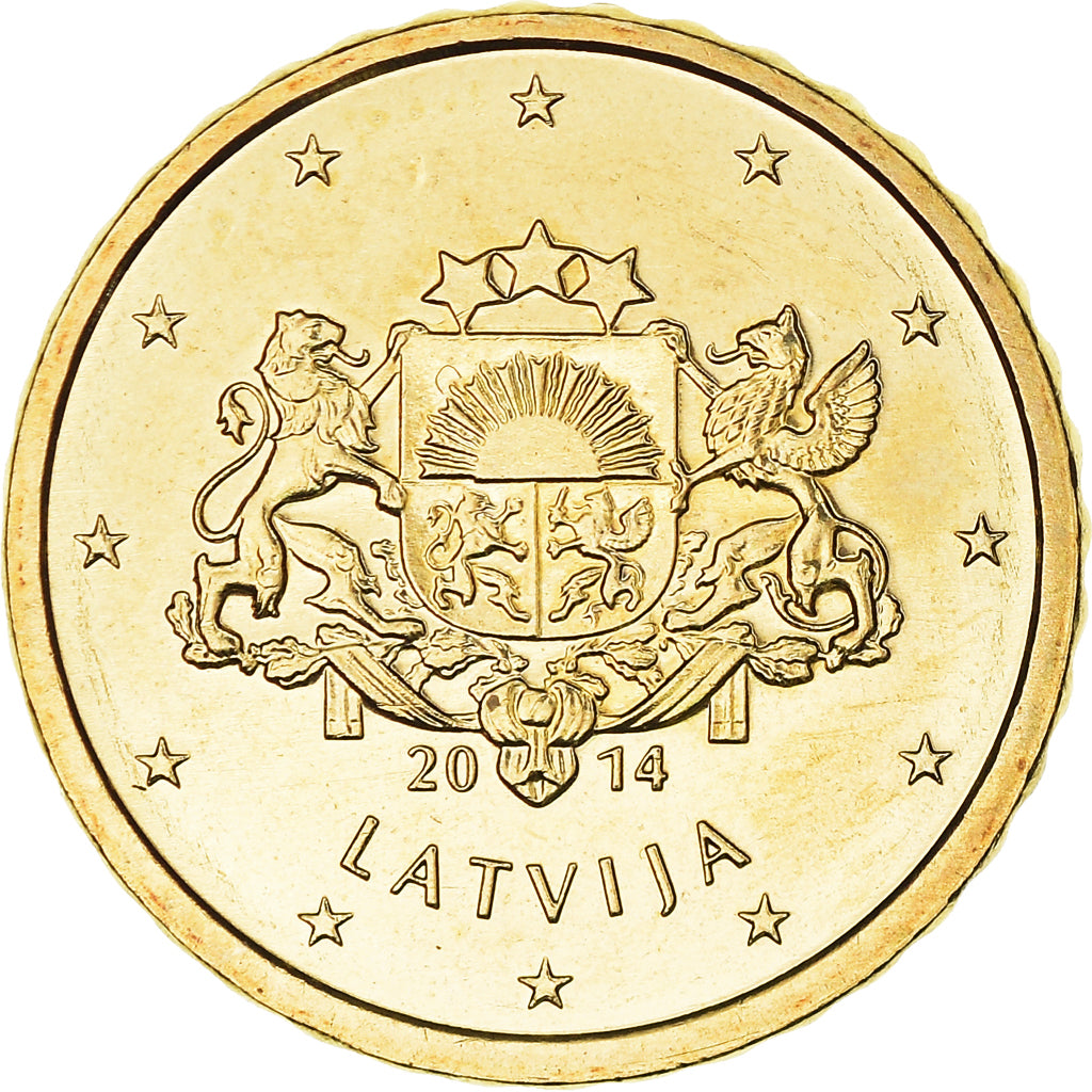 Lettonie, 10 Euro Cent, 2014, Stuttgart, FDC, Laiton, KM:153