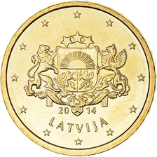 Latvia, 10 Euro Cent, 2014, Stuttgart, MS(65-70), Brass, KM:153