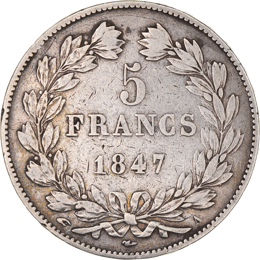 Moneda, Francia, Louis-Philippe, 5 Francs, 1847, Paris, MBC, Plata, KM:749.1