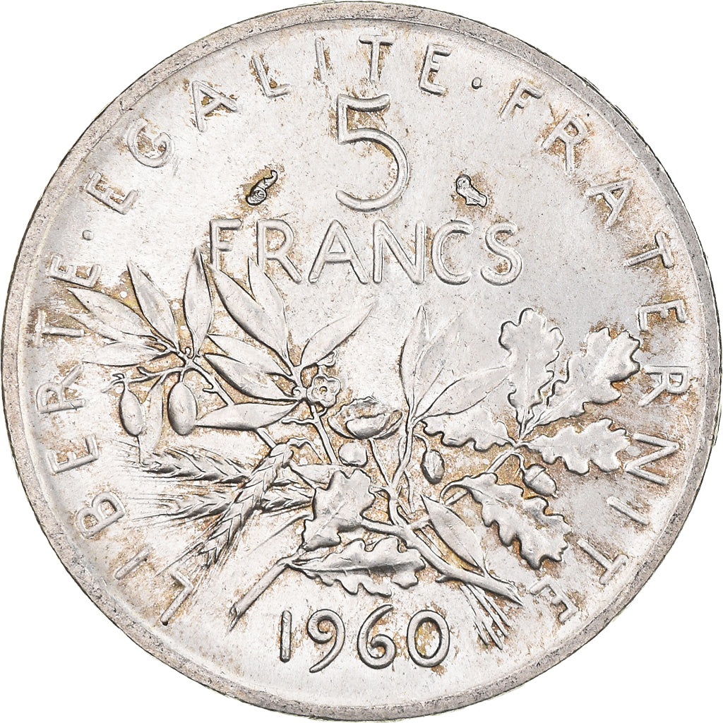 Coin, France, Semeuse, 5 Francs, 1960, MS(64), Silver, KM:926, Gadoury:770