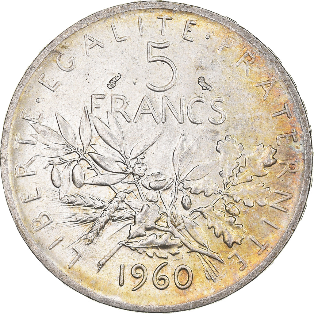 Coin, France, Semeuse, 5 Francs, 1960, MS(64), Silver, KM:926, Gadoury:770