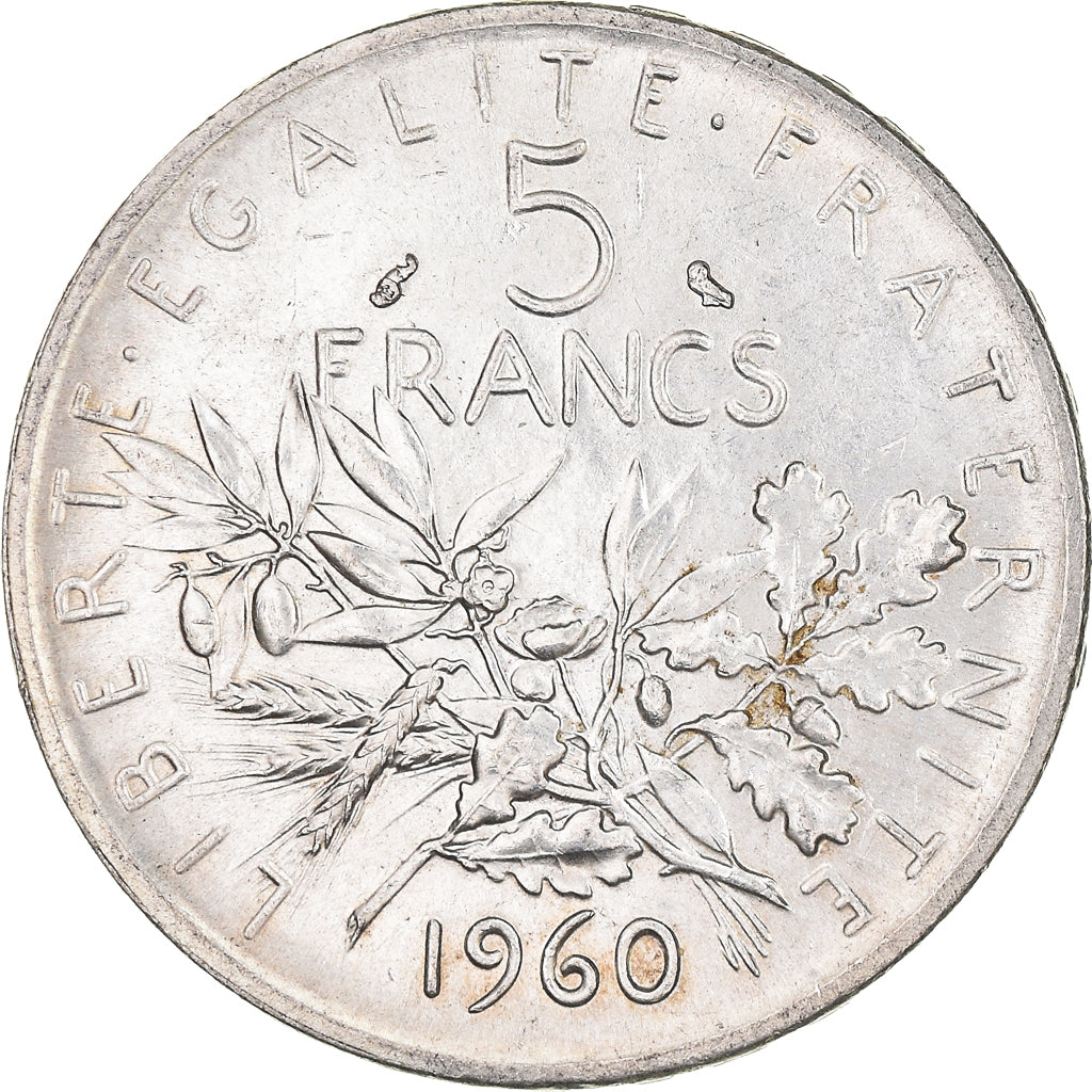 Moneta, Francia, Semeuse, 5 Francs, 1960, SPL+, Argento, KM:926, Gadoury:770