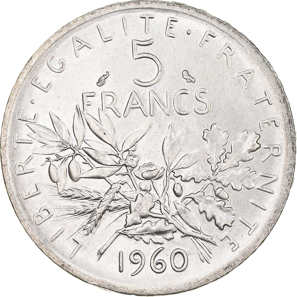 Coin, France, Semeuse, 5 Francs, 1960, MS(64), Silver, KM:926, Gadoury:770