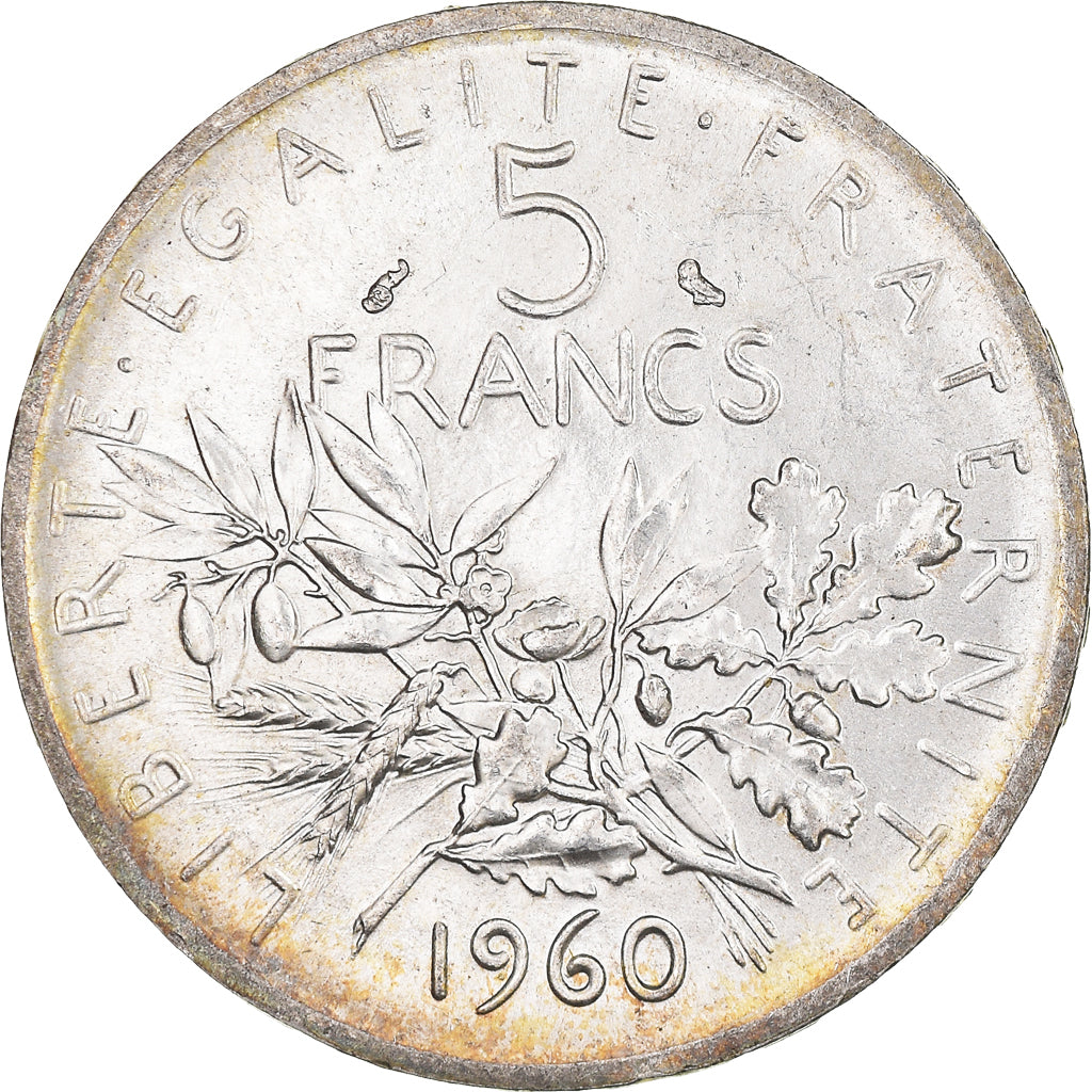 Coin, France, Semeuse, 5 Francs, 1960, MS(64), Silver, KM:926, Gadoury:770