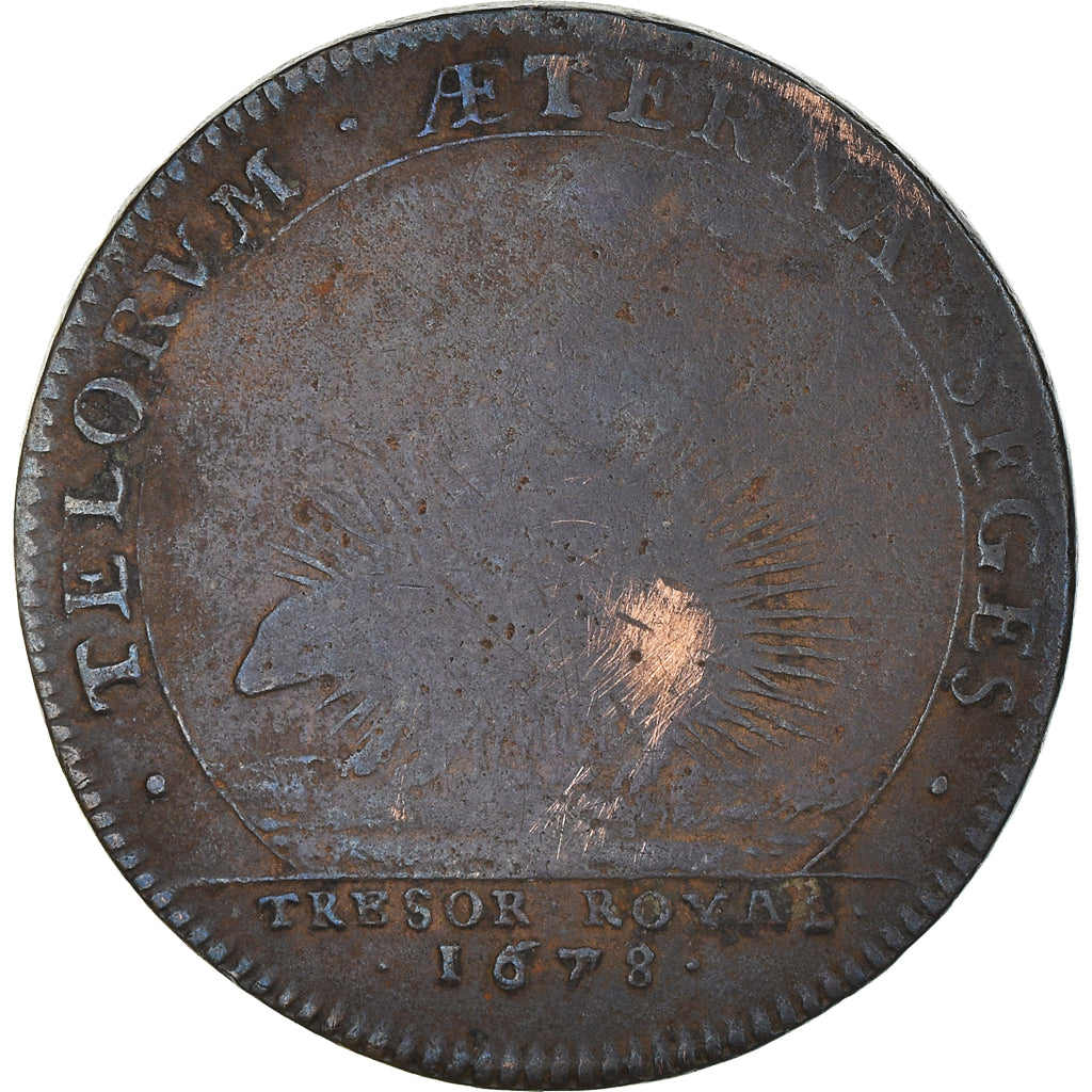 France, Token, Royal, Louis XIV, Trésor Royal, 1678, Porc-Epic, VF(30-35)
