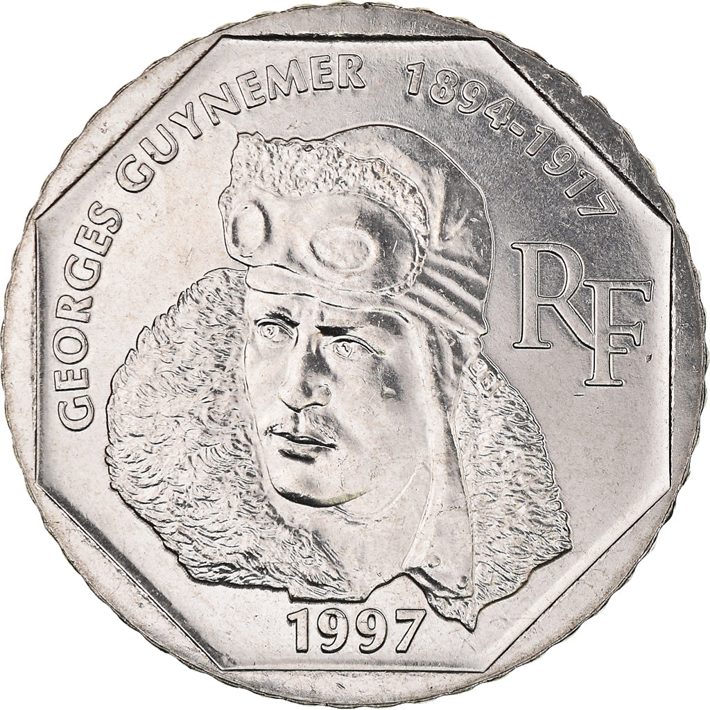 Moeda, França, Guynemer, 2 Francs, 1997, MS(64), Níquel, KM:1187, Gadoury:550