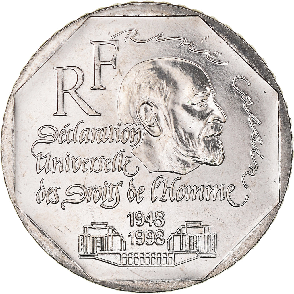 Munten, Frankrijk, René Cassin, 2 Francs, 1998, FDC, Nickel, KM:1213