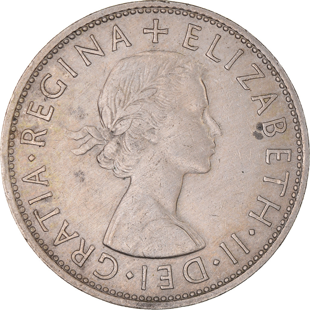 Coin, Great Britain, Elizabeth II, 1/2 Crown, 1961, AU(50-53), Copper-nickel