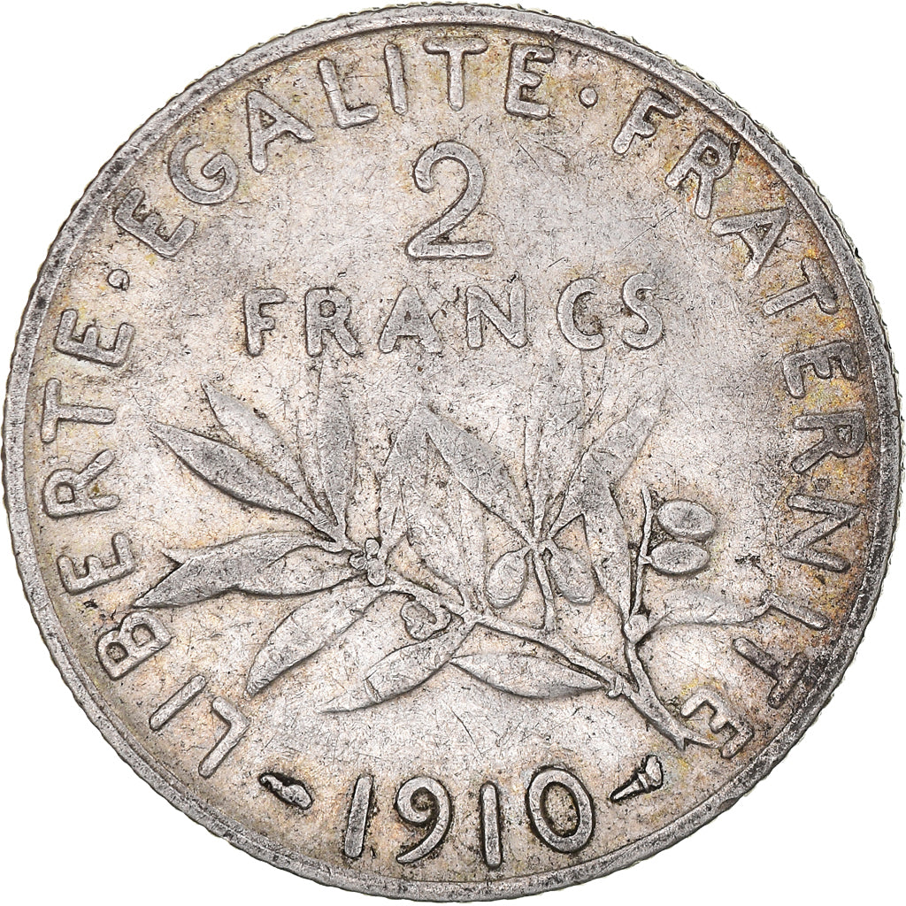 Moneta, Francja, Semeuse, 2 Francs, 1910, Paris, VF(30-35), Srebro, KM:845.1