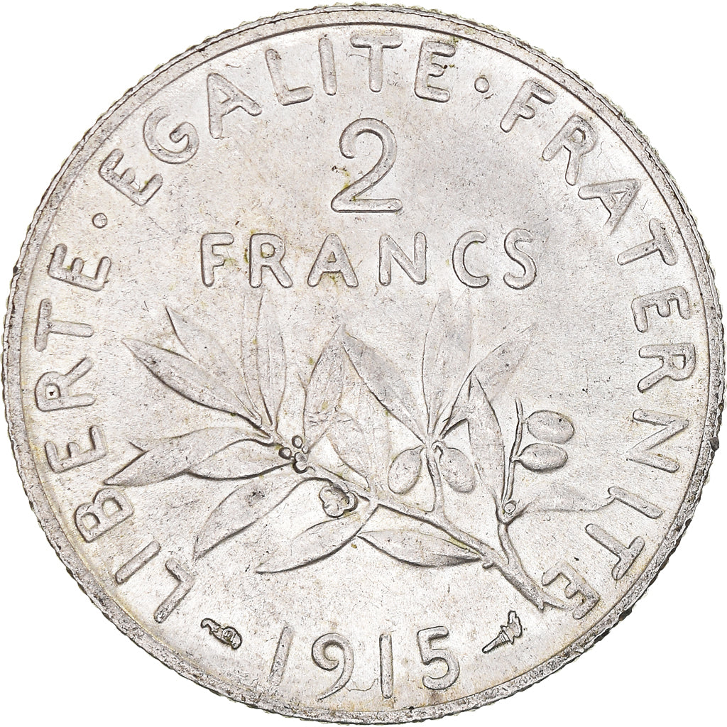 Coin, France, Semeuse, 2 Francs, 1915, Paris, AU(55-58), Silver, KM:845.1