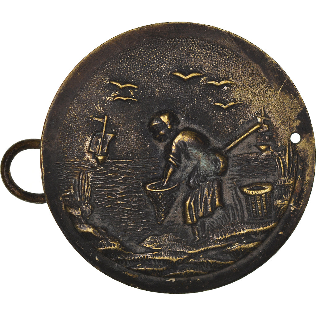 France, Medal, Scène de Pêche, EF(40-45), Brass
