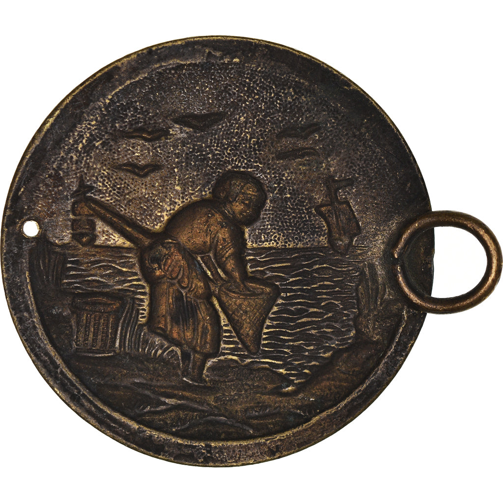 France, Medal, Scène de Pêche, EF(40-45), Brass