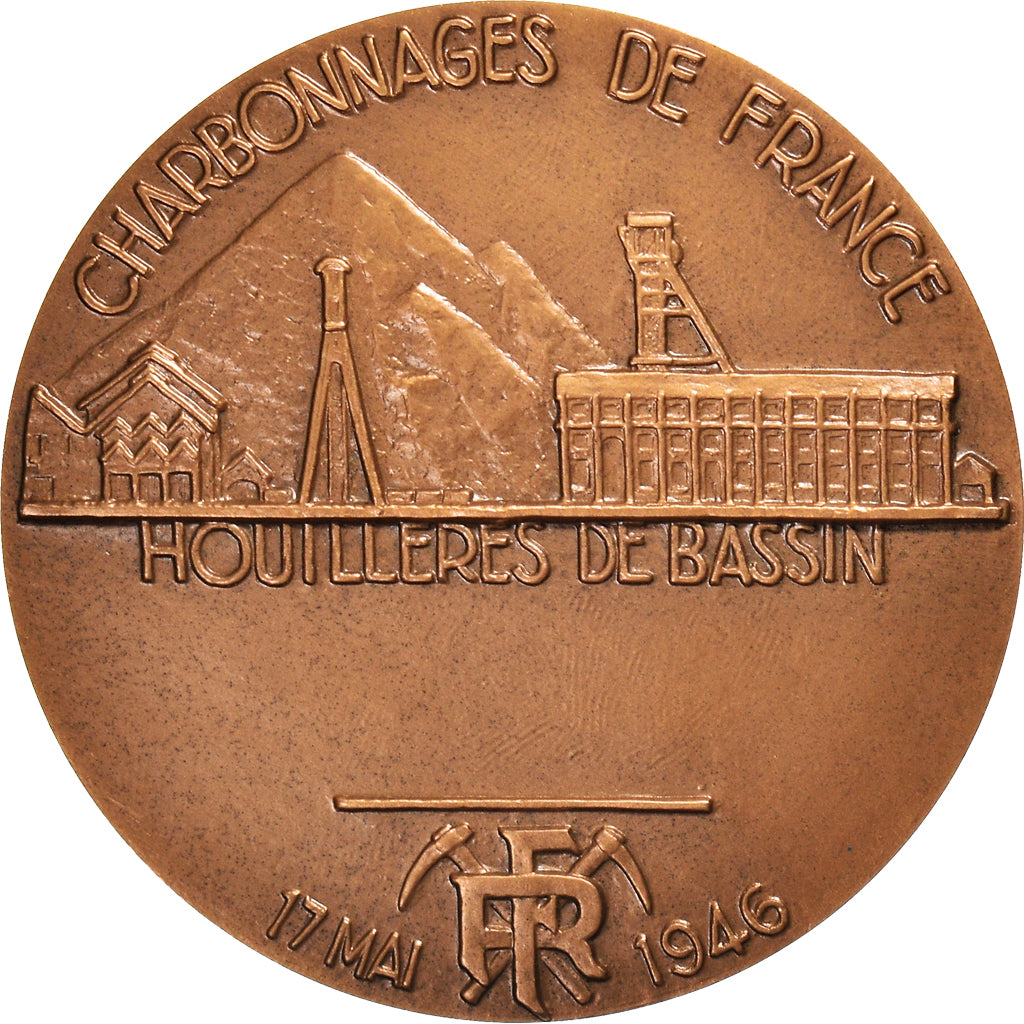 Frankreich, Medaille, Mines, Charbonnages de France, Business & industry, 1985