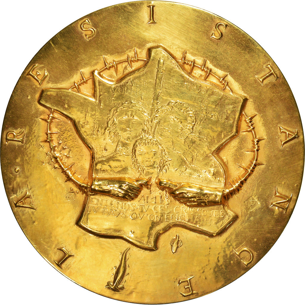 France, Medal, La Résistance, WAR, De Jaeger, MS(63), Gilt Bronze