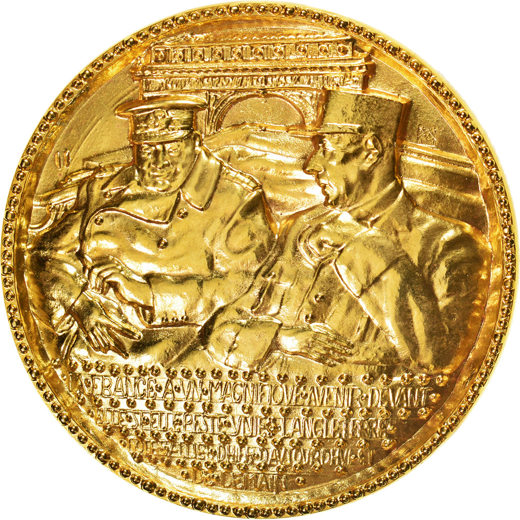 France, Médaille, Hommage au Général de Gaulle, Churchill, WAR, De Jaeger
