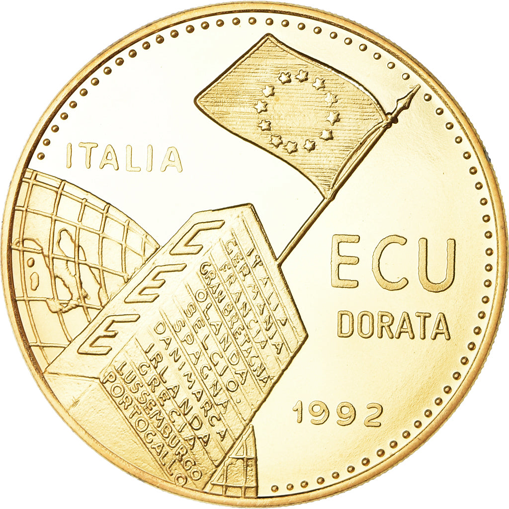 Italy, Medal, Ecu, 35eme Anniversario Fondazione C.E.E, Politics, 1992