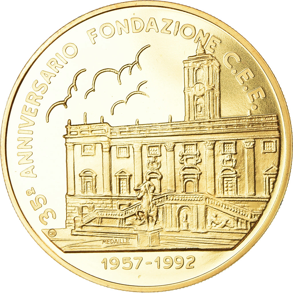 Italy, Medal, Ecu, 35eme Anniversario Fondazione C.E.E, Politics, 1992