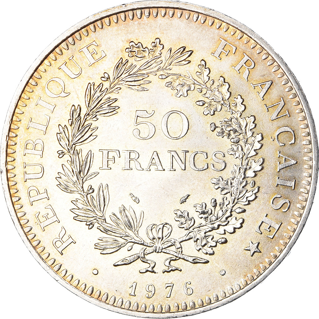 Coin, France, Hercule, 50 Francs, 1976, Paris, MS(64), Silver, KM:941.1